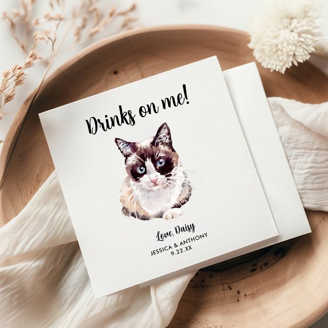 Kattbröllop Cocktailservetter Pappersservett (Skapare uppladdad)