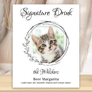 Kattbröllop Signaturdrycker Husdjur Foto Bar Poster
