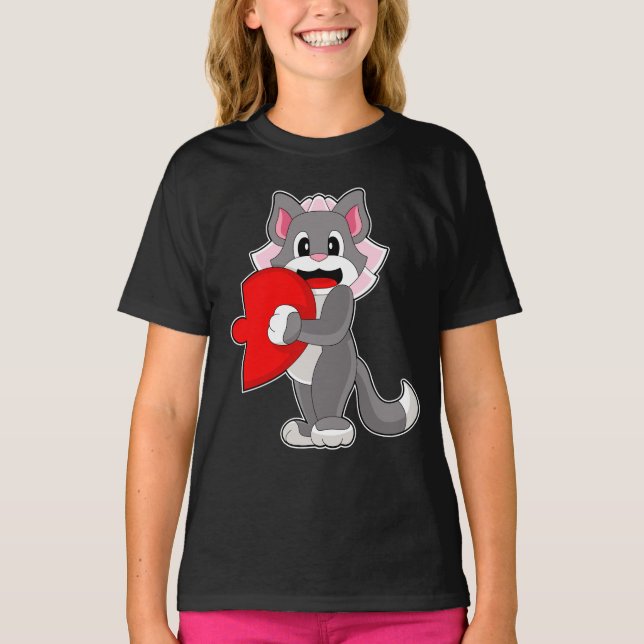 Kattbrud Hjärtbröllop T Shirt (Framsida)