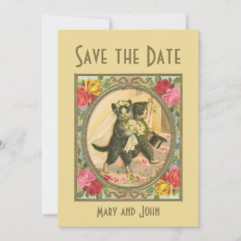 Kattbrud och -brudgum bröllop save the date inbjudningar