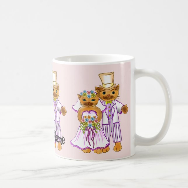 Kattbrud och -brudgum bröllopsmugg kaffemugg (Höger)