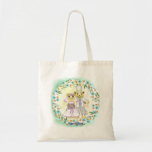 Kattbrud och brudgum vigsel shoppingväska tygkasse