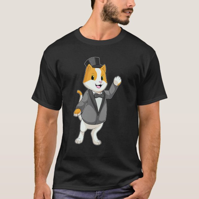 Kattbrudgum Bröstkrage Bröllop T Shirt (Framsida)