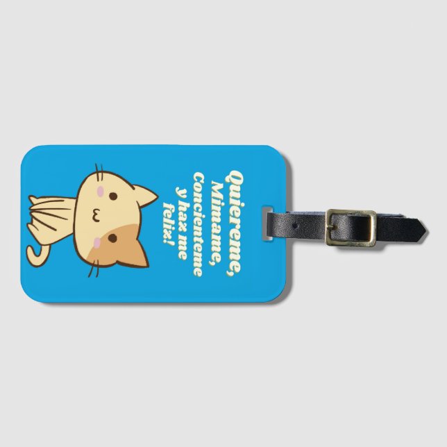 Kattcitat quiereme mimame y hazme feliz bagagebricka (Framsida horisontal)