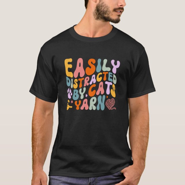 Kattcitat som lätt delats ut av katter & garnkroch t shirt (Framsida)