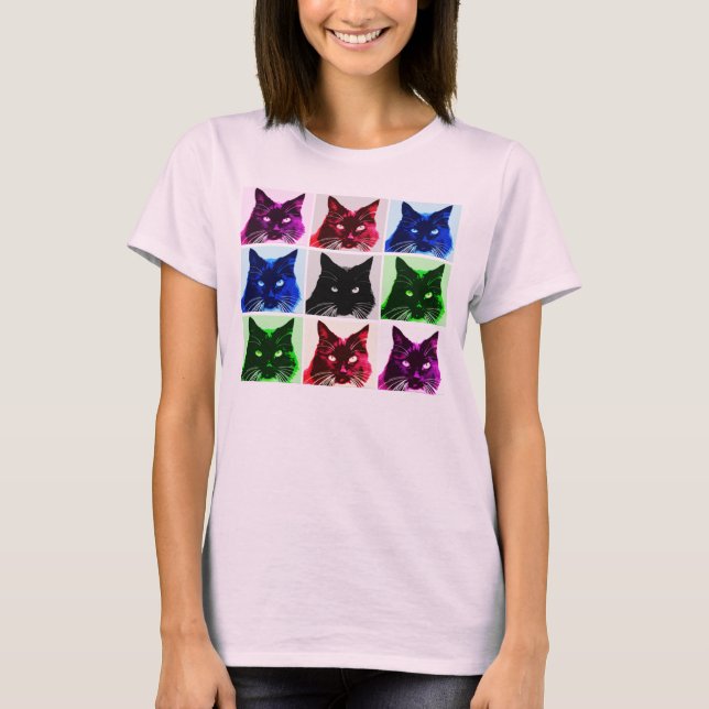 kattcollage för 9 liv t-shirt (Framsida)
