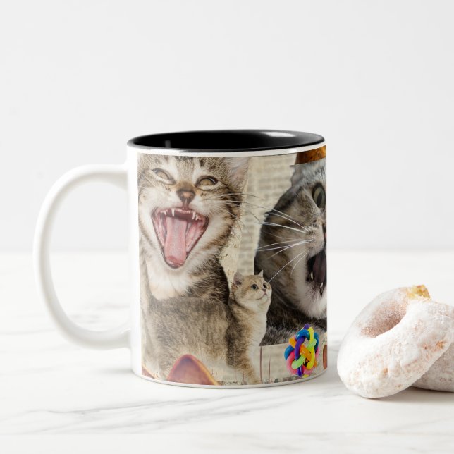 Kattcollage Kaffe Mugg (Med munk)