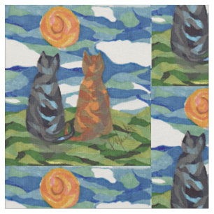Kattdagen drömm konst tyg