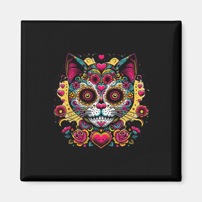Kattdagen i Dead Dia de Los Muertos Cinco de Mayo  Magnet (Framsidan)
