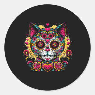 Kattdagen i Dead Dia de Los Muertos Cinco de Mayo Runt Klistermärke