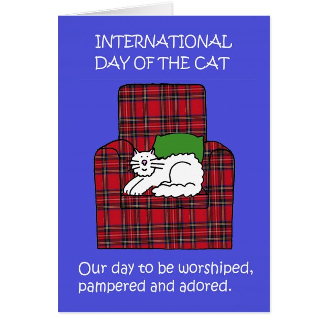Kattdagen i internationell i augusti hälsningskort (Framsidan)