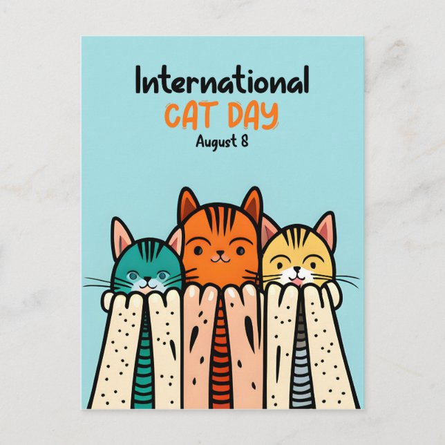 Kattdagen i internationell vykort (Framsida)