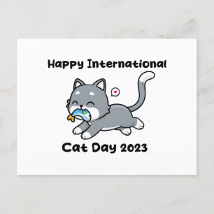 Kattdagen i lycklig internationell 2023 vykort