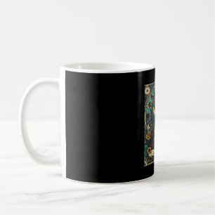 Kattdam Halloween Skelett Blommig Måne Kompass Kaffemugg