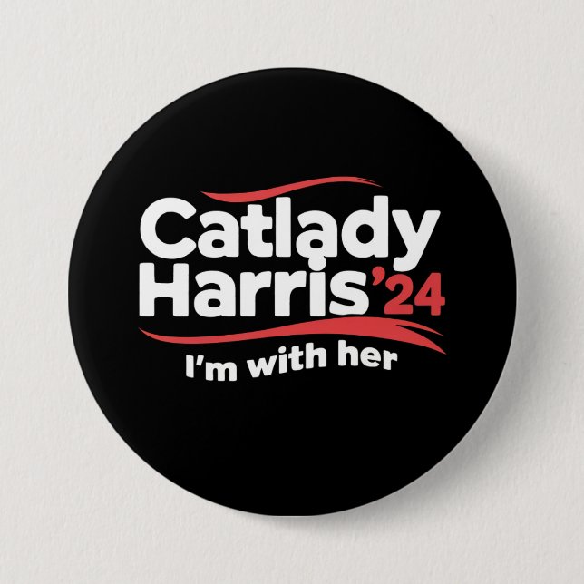 Kattdam Kamala Harris 2024 Jag står bakom henne Knapp (Framsida)