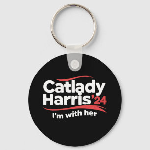 Kattdam Kamala Harris 2024 Jag står bakom henne Nyckelring
