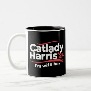 Kattdam Kamala Harris 2024 Jag står bakom henne Två-Tonad Mugg