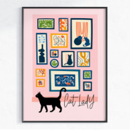 Kattdam Kattälskare Modern Dekor Rosa Färgrik