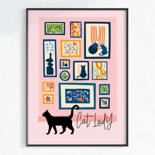 Kattdam Kattälskare Modern Dekor Rosa Färgrik (Skapare uppladdad)