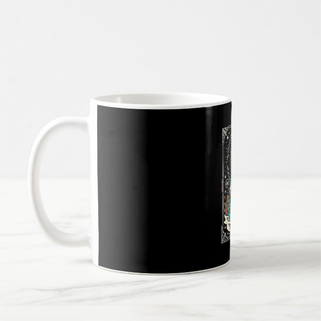 Kattdam-skelett-taro-blommig gotik kaffemugg (Vänster)