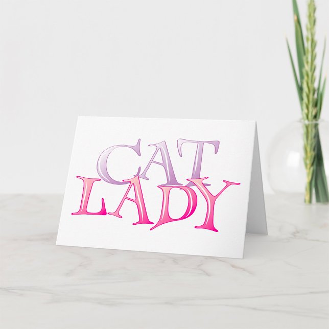 Kattdam Typography Rosa Lila Kort (Skapare uppladdad)