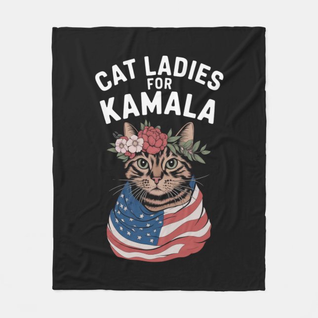 Kattdamer för Kamala Kattdam Harris Val Fleecefilt (Framsidan)
