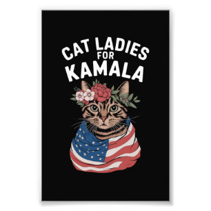 Kattdamer för Kamala Kattdam Harris Val Fototryck