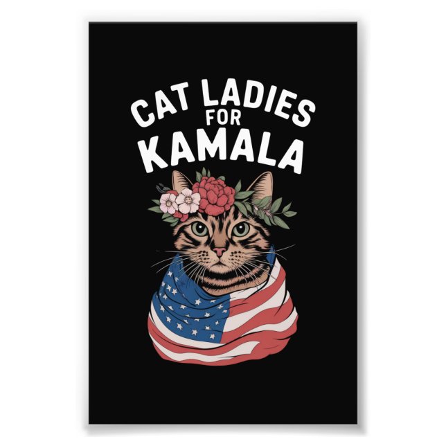 Kattdamer för Kamala Kattdam Harris Val Fototryck (Framsidan)