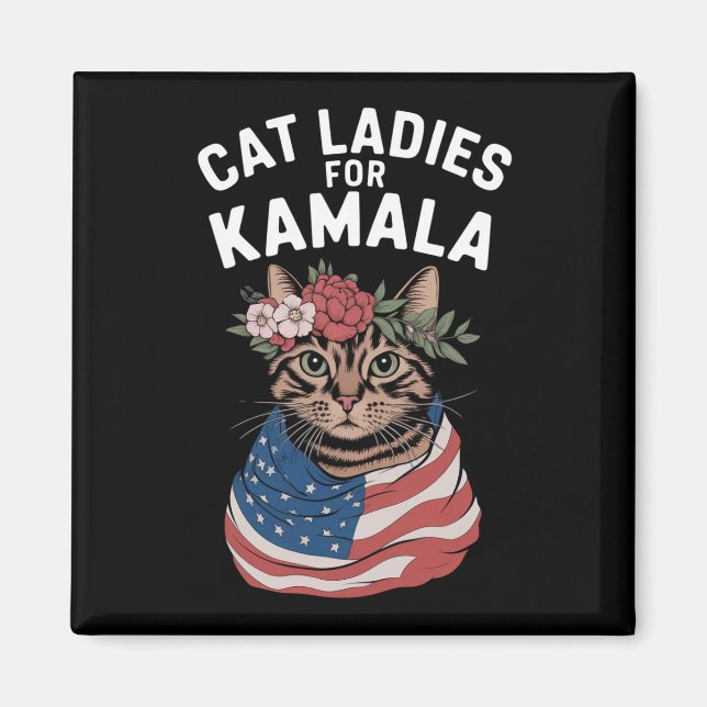 Kattdamer för Kamala Kattdam Harris Val Magnet (Framsidan)