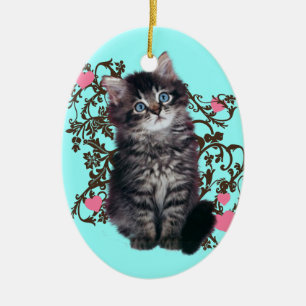 Kattdamer jublar den gulliga kattungen julgransprydnad keramik