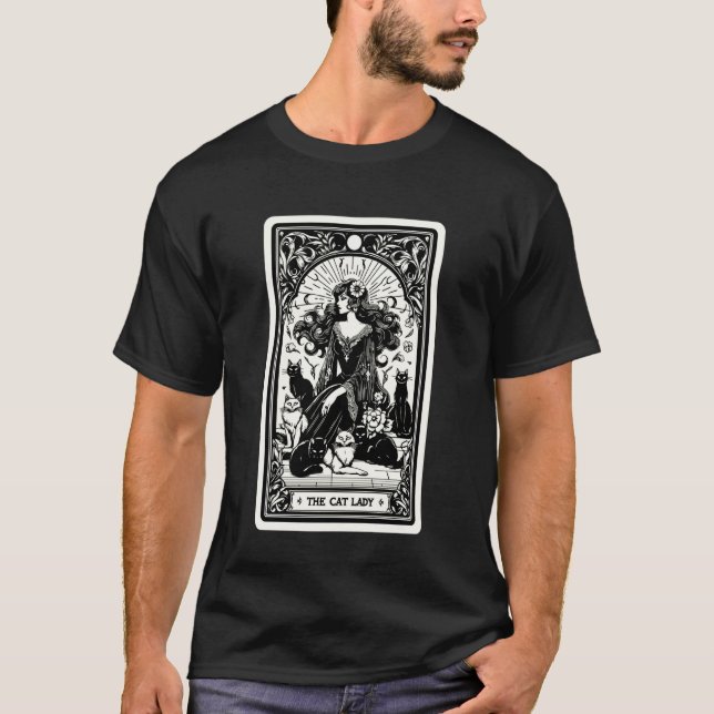 Kattdamhaxa med blomstergotisk ram Feline Tar T Shirt (Framsida)