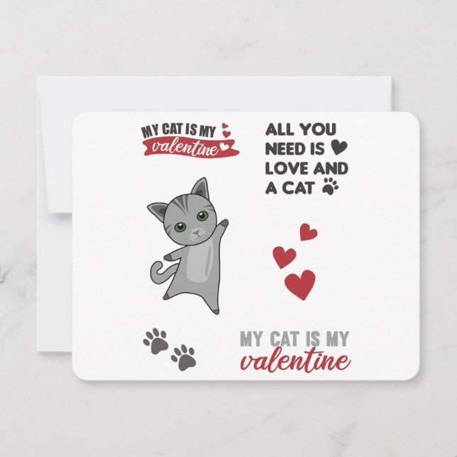 Kattdekal Set Min katt är min valentin Julkort (Framsida)