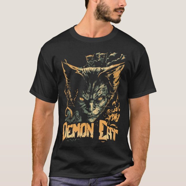 Kattdemon Katt Ond Sinister Kitty T Shirt (Framsida)