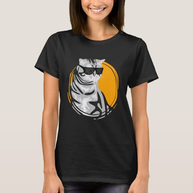 Kattdesign För Ett Gott Humör T Shirt (Framsida)
