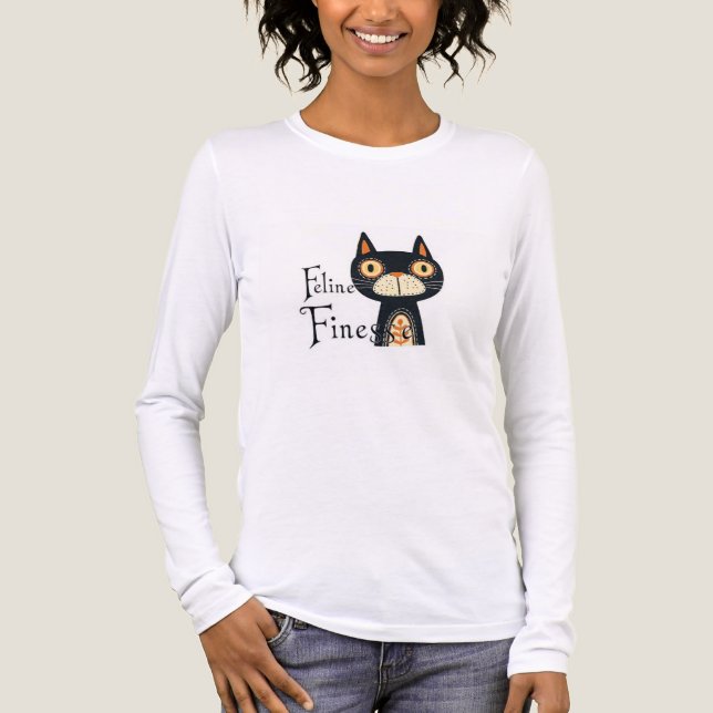 Kattdesign med Finess – Modern Grafisk Kattdesign T Shirt (Framsida)