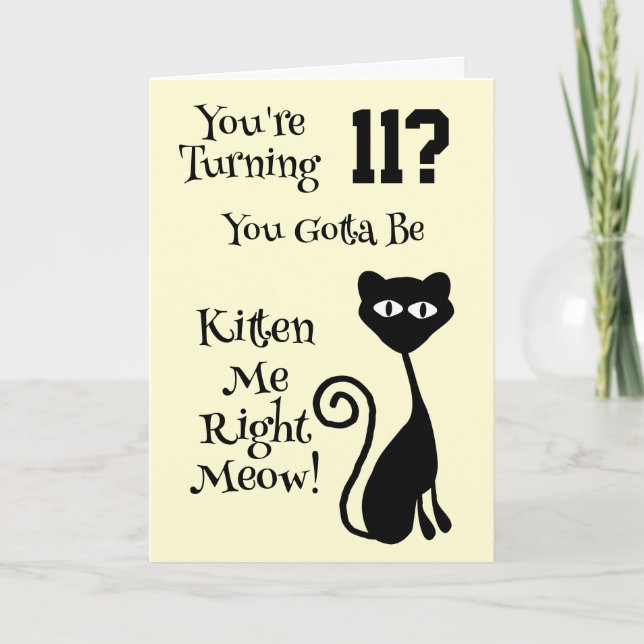 Kattdesign Personlig 11:e födelsedagen Kort (Framsida)
