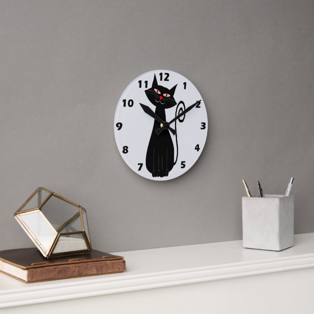 Kattdesign Rund Klocka (Kontor)