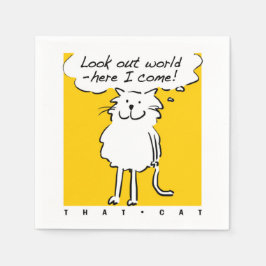 Kattdesign. "Se världen, här kom!" Pappersservett
