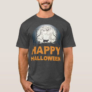 Kattdesign T-Shirt för Womens Scary Halloween måne