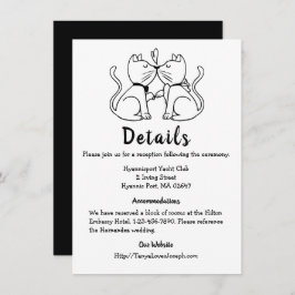 Kattdetaljer Bröllop Svart Vitt Söta Katter Modern Inbjudningar