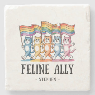 Kattdjur Ally - Pridet Rainbow Cat LGBTQ Stenunderlägg