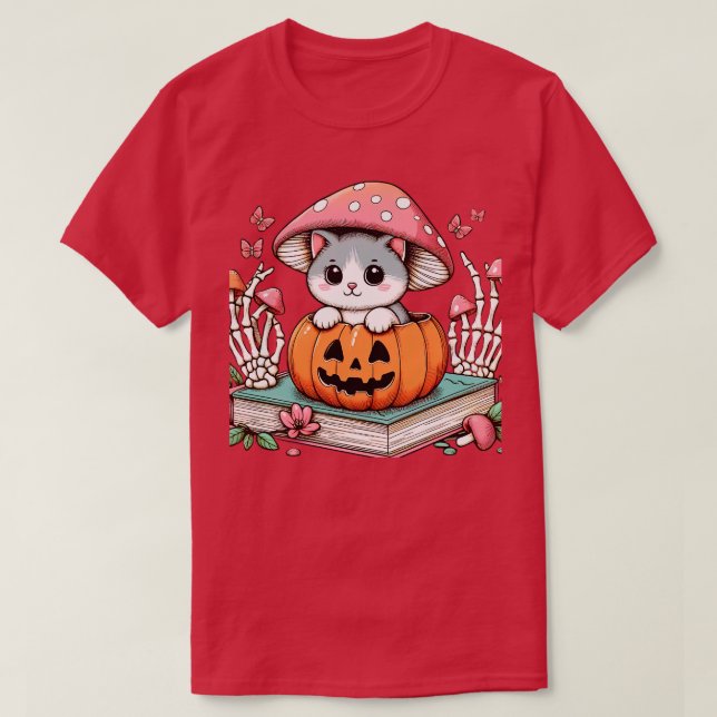 Kattdjur Älskare Skeleton Hand Halloween Pet Women T Shirt (Design framsida)