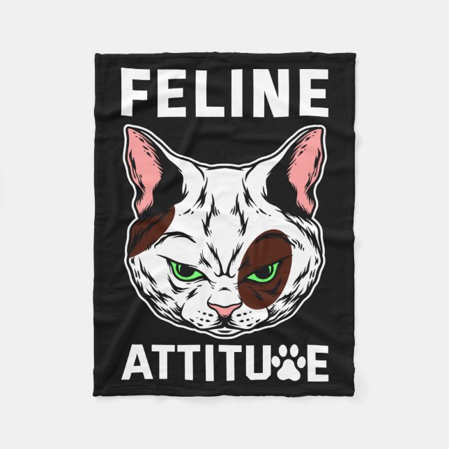 Kattdjur Attitude Cat Mood Pet-tecken Fleecefilt (Framsidan)