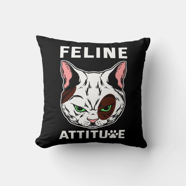 Kattdjur Attitude Cat Mood Pet-tecken Kudde (Framsida)
