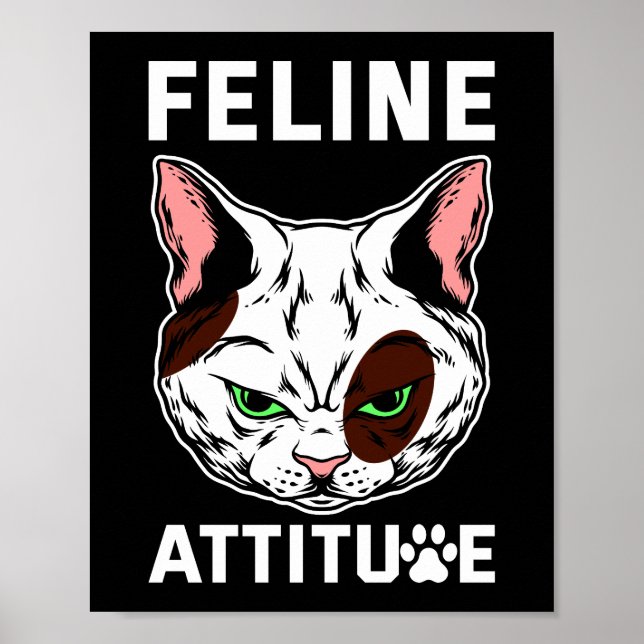 Kattdjur Attitude Cat Mood Pet-tecken Poster (Framsidan)