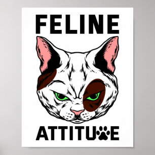 Kattdjur Attitude Cat Mood Pet-tecken Poster