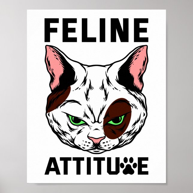 Kattdjur Attitude Cat Mood Pet-tecken Poster (Framsidan)