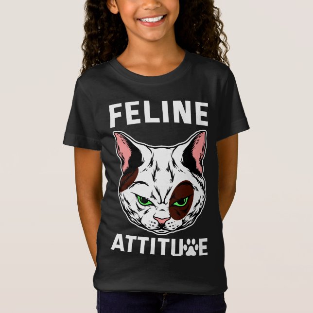 Kattdjur Attitude Cat Mood Pet-tecken T Shirt (Framsida)