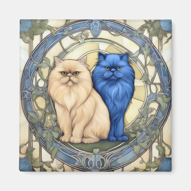 Kattdjur Beauty persian cat art nouveau Magnet (Framsidan)
