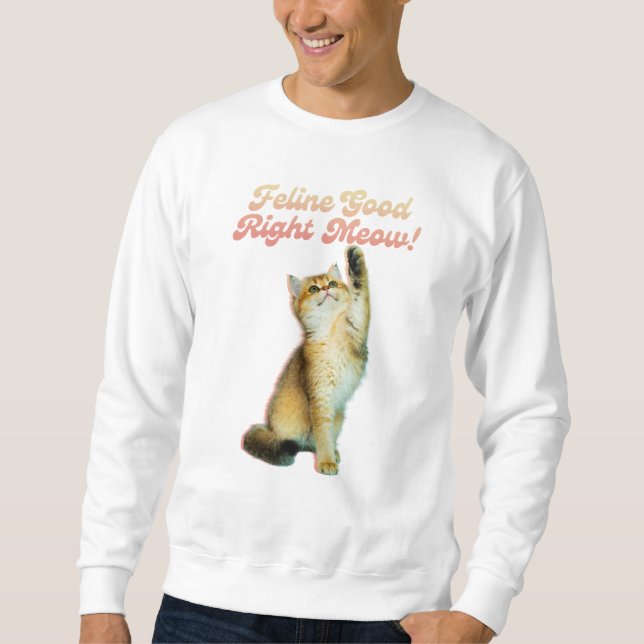 Kattdjur Bra Höger Meow Funny Cat Quote Cute Kitte Lång Ärmad Tröja (Framsida)